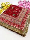 Bridal Rasam Red Embroidered Net Fringed Dupatta