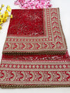 Bridal Virasat Red Embroidered Fringed Net Dupatta