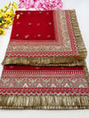 Bridal Preet Red Embroidered Fringed Net Dupatta