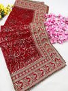 Bridal Virasat Red Embroidered Fringed Net Dupatta