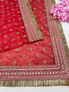 Bridal Mehar Red Embroidered Fringed Organza Dupatta