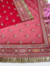 Bridal Mahira Red Embroidered Fringed Net Dupatta