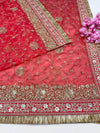 Bridal Kanak Red Embroidered Fringed Organza Dupatta