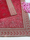 Bridal Virasat Red Embroidered Fringed Net Dupatta