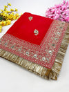 Bridal Madhulika Red Embroidered Georgette Dupatta