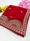 Bridal Suhani Red Embroidered Net Dupatta