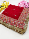 Bridal Amritika Red Embroidered Net Dupatta