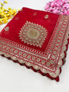 Bridal Sulekha Red Embroidered Organza Dupatta