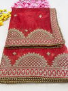 Bridal Pushpalata Red Embroidered Organza Dupatta