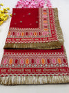 Bridal Saubhagyavti Red Embroidered Net Dupatta