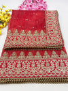 Bridal Trishla Red Embroidered Organza Dupatta