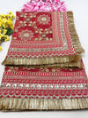 Bridal Minara Red Embroidered Organza Dupatta
