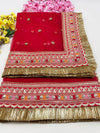 Bridal Amritika Red Embroidered Net Dupatta