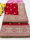 Bridal Vasudha Red Embroidered Net Dupatta
