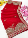 Bridal Suhani Red Embroidered Net Dupatta