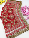 Bridal Minara Red Embroidered Organza Dupatta