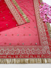 Bridal Saubhagyavti Red Embroidered Net Dupatta
