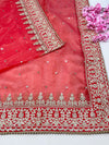 Bridal Trishla Red Embroidered Organza Dupatta