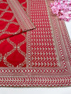 Bridal Rangrati Red Embroidered Pure Georgette Dupatta