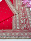 Bridal Rudrani Red Embroidered Pure Georgette Dupatta