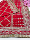 Bridal Anuragini Red Embroidered Pure Georgette Dupatta