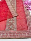 Bridal Suhaag Red Embroidered Pure Organza Dupatta