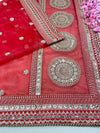 Bridal Mohini Red Embroidered Pure Organza Dupatta