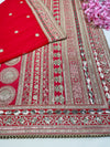Bridal Shringar Red Embroidered Pure Organza Dupatta