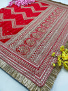 Bridal Phera Red Embroidered Pure Georgette Dupatta