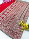 Bridal Shringar Red Embroidered Pure Organza Dupatta