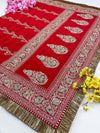 Bridal Bandhan Red Embroidered Pure Georgette Dupatta
