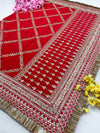 Bridal Anuragini Red Embroidered Pure Georgette Dupatta