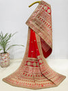 Bridal Shringar Red Embroidered Pure Organza Dupatta