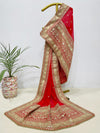 Bridal Rudrani Red Embroidered Pure Georgette Dupatta