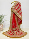 Bridal Purnima Red Embroidered Pure Organza Dupatta