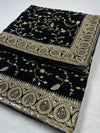 Black Premium Embroidery Velvet Dupatta For Every Occasions  