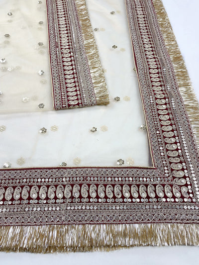 Bridal Dupatta , Net Dupatta , Embroidered Dupatta, Indian Bridal Wedding Wear Chunni, Stole, Scarf, Scarves, Veil, Hijab, Lehengha , Wedding Lehengha