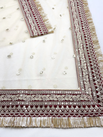Bridal Dupatta , Net Dupatta , Embroidered Dupatta, Indian Bridal Wedding Wear Chunni, Stole, Scarf, Scarves, Veil, Hijab, Lehengha , Wedding Lehengha