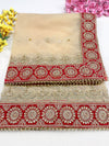 Bridal Queen Stone Zari Gold Embroidered Net Dupatta