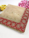 Bridal Queen Stone Zari Gold Embroidered Net Dupatta